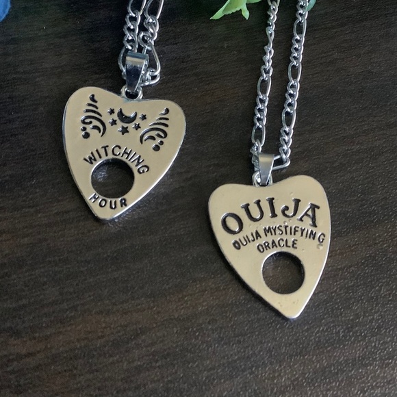 🌸 OUIJA SILVER 18" NECKLACE WITCHING HOUR PENDANT MAGIC EYE READER SPELL HOUR - Picture 2 of 11